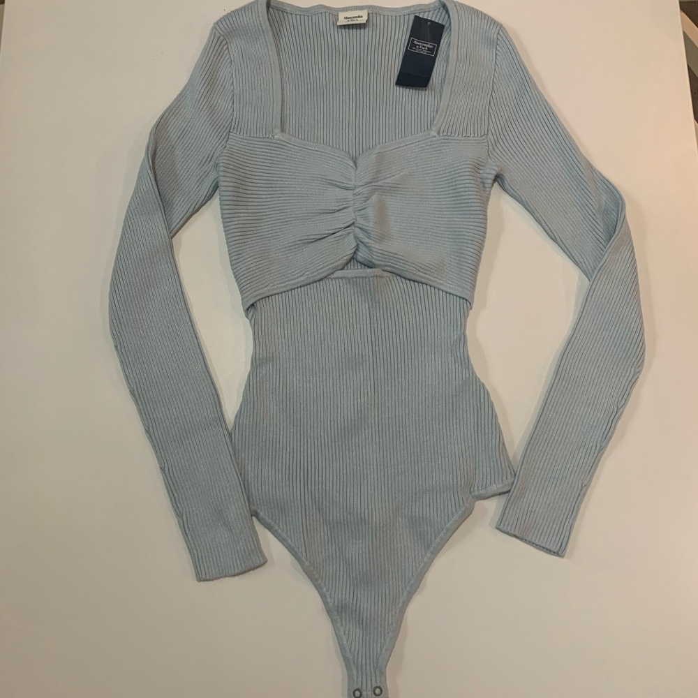 Abercrombie & Fitch Light Blue Knit Ribbed Bodysuit